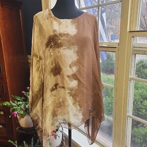 M Made In Italy Brown And Cream Sheer With Camisoule Tunic Small